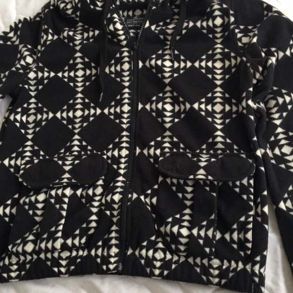 Volcom Fleece Full Zip Jacket Full Zipper Hoodie B&W Size Small Sweatshirt Coat - Picture 3 of 6